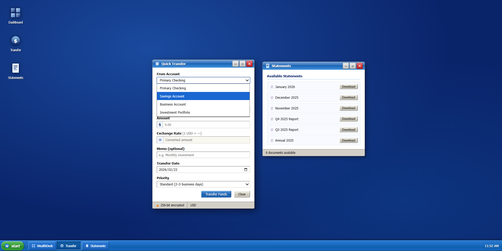 WealthDesk XP expanded detail view